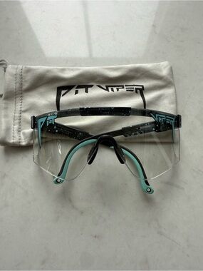 Pit Viper The All Nighter 2000s Shield Sunglasses Teal and Black Accents